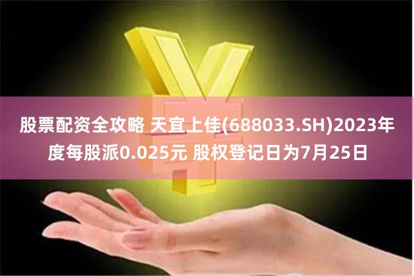 股票配资全攻略 天宜上佳(688033.SH)2023年度每股派0.025元 股权登记日为7月25日