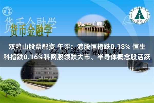 双鸭山股票配资 午评：港股恒指跌0.18% 恒生科指跌0.16%科网股领跌大市、半导体概念股活跃